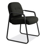 HON® Pillow-Soft 2090 Series Guest Arm Chair, Leather Upholstery, 31.25" x 35.75" x 36", Black Seat, Black Back, Black Base (HON2093SR11T)
