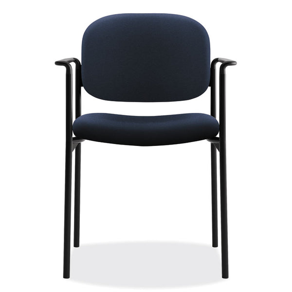 HON® VL616 Stacking Guest Chair with Arms, Fabric Upholstery, 23.25" x 21" x 32.75", Navy Seat, Navy Back, Black Base (BSXVL616VA90)