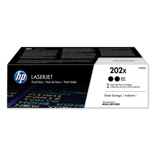 HP HP 202X, (CF500X-D) 2-Pack High-Yield Black Original LaserJet Toner Cartridges (HEWCF500XD)