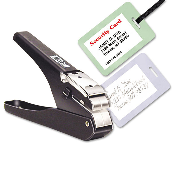 McGill Handheld Badge Punch, 9/16 x 1/8 Horizontal Slot, 1/8"-5/8" Reach, Black/Chrome (MCG16500) Each