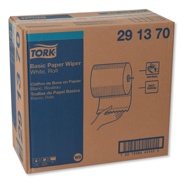 Tork® Basic Paper Wiper Roll Towel, 1-Ply, 7.68" x 1,150 ft, White, 4 Rolls/Carton (TRK291370)