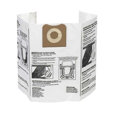 Ridgid High-Efficiency Dust Bags, Filter Bag, 55423 Wet/Dry Vacuum Cleaner (632-23743) Each