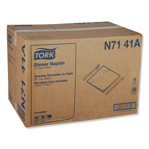 Tork® Universal Dinner Napkins, 1-Ply, 17" x 17", 1/4 Fold, White, 4008/Carton (TRKN7141A)
