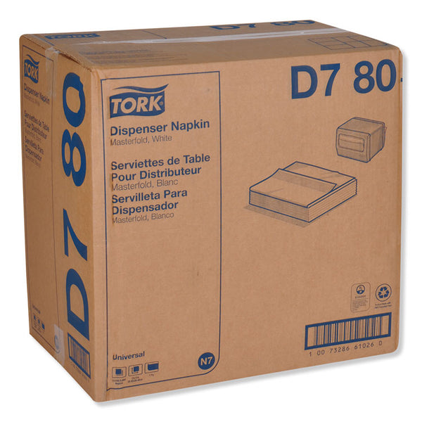 Tork® Universal Masterfold Dispenser Napkins, 1-Ply, 13" x 12", White, 6000/Carton (TRKD780)