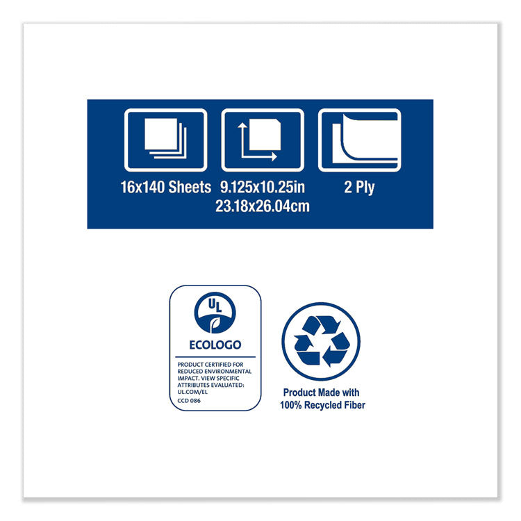 Tork® Windshield Towel, 2-Ply, 9.13 x 10.25, Blue, 140/Pack, 16 Packs/Carton (TRK192122) Case of 16 Packs