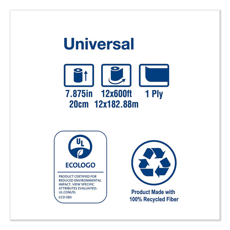 Tork® Universal Hardwound Roll Towel, 1-Ply, 7.88" x 600 ft, Natural, 12/Carton (TRKRK600E)