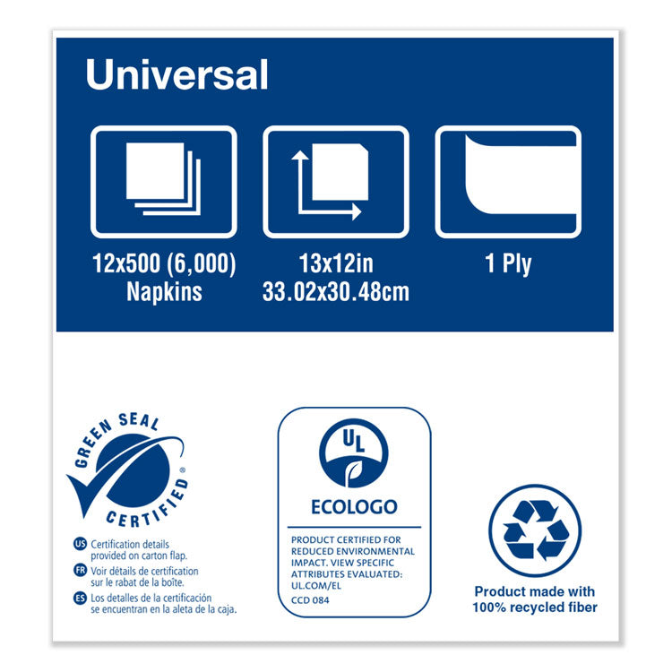 Tork® Universal Masterfold Dispenser Napkins, 1-Ply, 13" x 12" Natural, 6000/CT (TRKD786E) Case of 12