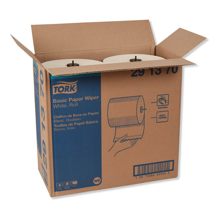 Tork® Basic Paper Wiper Roll Towel, 1-Ply, 7.68" x 1,150 ft, White, 4 Rolls/Carton (TRK291370)