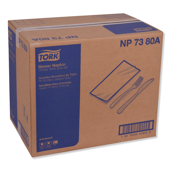 Tork® Advanced Dinner Napkin,3-Ply,17" x 16.125",1/8 Fold, White,1740/CT (TRKNP7380A)