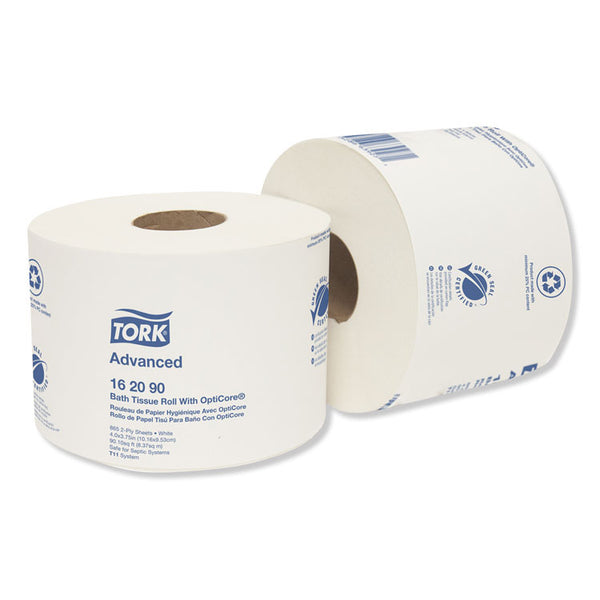 Tork® Advanced Bath Tissue Roll with OptiCore, Septic Safe, 2-Ply, White, 865 Sheets/Roll, 36/Carton (TRK162090)