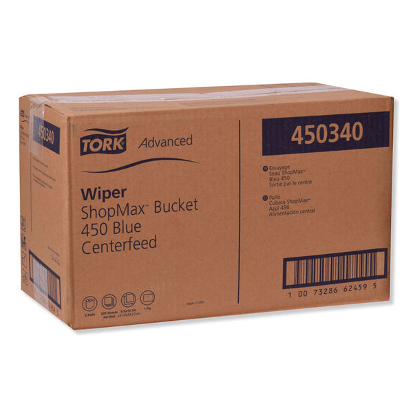 Tork® Advanced ShopMax Wiper 450, 8.5 x 10, Blue, 200/Bucket, 2 Buckets/Carton (TRK450340)