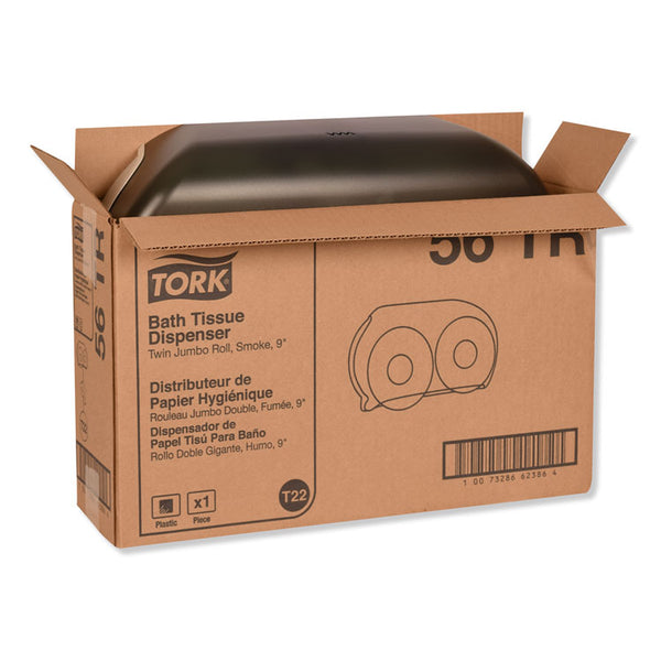 Tork® Twin Jumbo Roll Bath Tissue Dispenser, 19.29 x 5.51 x 11.83, Smoke/Gray (TRK56TR)