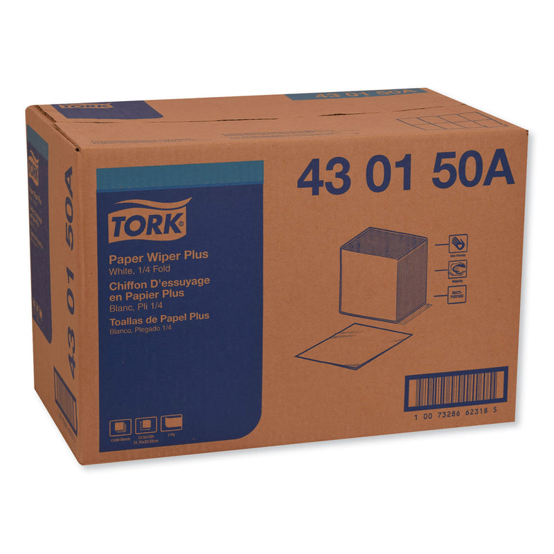Tork Paper Wiper Plus, 12.5 x 13, White, 1/4 Fold, 90/Pack, 12 Packs/Carton (TRK430150A) Case of 12