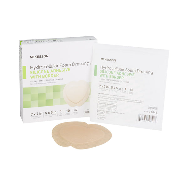 McKesson Foam Dressing 7 X 7 Inch With Border Film Backing Silicone Gel Adhesive Sacral Sterile (886434_CS) 200/CS