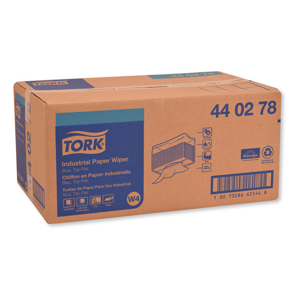 Tork® Industrial Paper Wiper, 4-Ply, 12.8 x 16.4, Unscented, Blue, 90/Pack, 5 Packs/Carton (TRK440278)