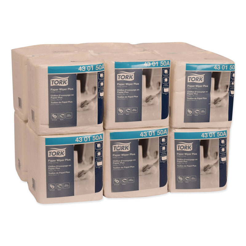 Tork Paper Wiper Plus, 12.5 x 13, White, 1/4 Fold, 90/Pack, 12 Packs/Carton (TRK430150A) Case of 12