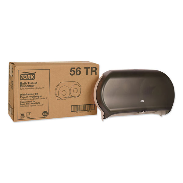 Tork® Twin Jumbo Roll Bath Tissue Dispenser, 19.29 x 5.51 x 11.83, Smoke/Gray (TRK56TR)