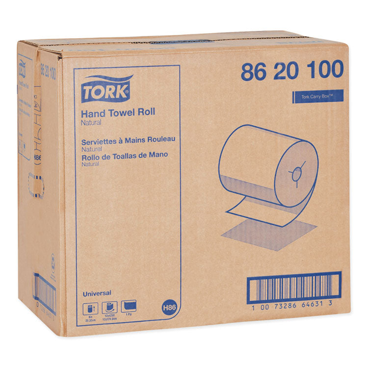 Tork® Universal Hand Towel Roll, Notched, 1-Ply, 8" x 425 ft, Natural, 12 Rolls/Carton (TRK8620100) Case of 12