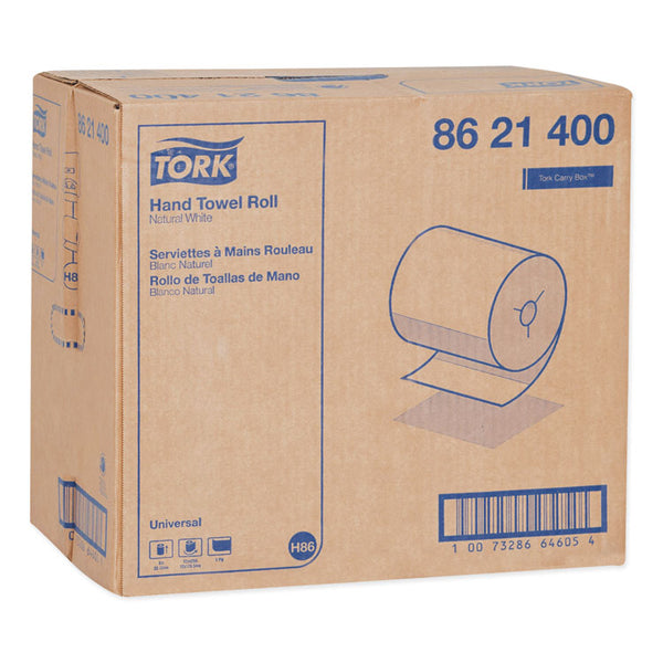 Tork® Universal Hand Towel Roll, Notched, 1-Ply, 8" x 425 ft, Natural White, 12 Rolls/Carton (TRK8621400)