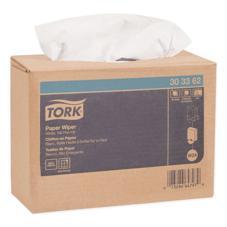 Tork® Multipurpose Paper Wiper, 4-Ply, 9.75 x 16.75, White, 125/Box, 8 Boxes/Carton (TRK303362) Case of 1000