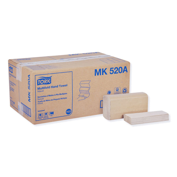 Tork® Multifold Hand Towel, 1-Ply, 9.13 x 9.5, Natural, 250/Pack, 16 Packs/Carton (TRKMK520A)