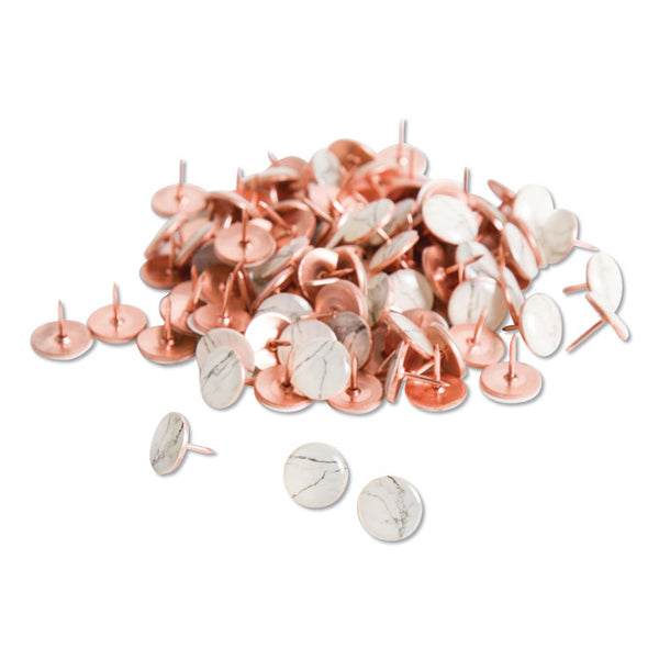 U Brands Fashion Metal Thumbtacks, Metal, Marble/Rose Gold, 3/8", 100/Pack (UBR3090U0624) Pack of 100