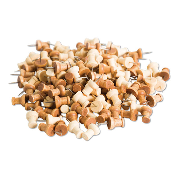 U Brands Fashion Push Pins, Wood, Assorted, 0.38", 100/Pack (UBR3085U0624) Pack of 100