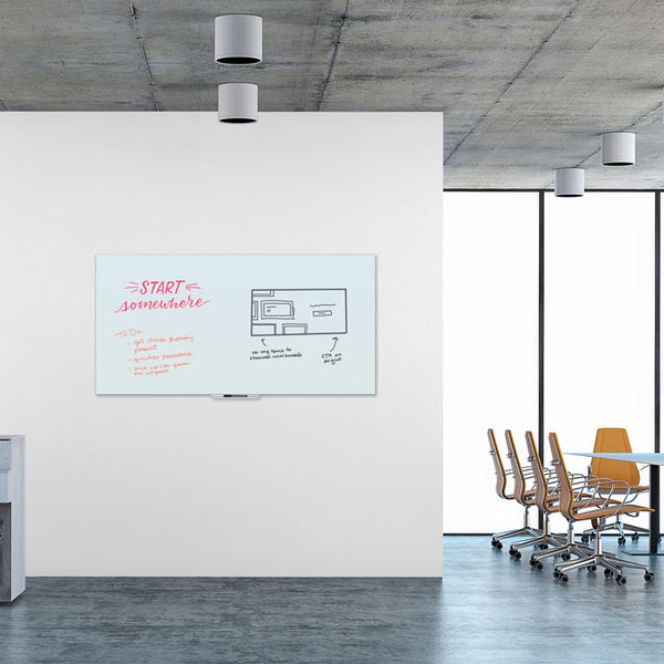 U Brands Floating Glass Dry Erase Board, 70 x 35, White (UBR3978U0001) Each