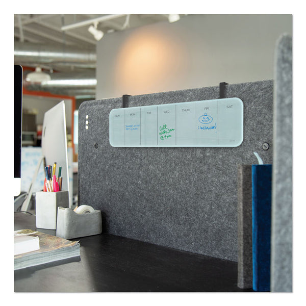 U Brands Cubicle Glass Dry Erase Board, Undated One-Week, 20 x 5.5, White Surface (UBR3688U0001)