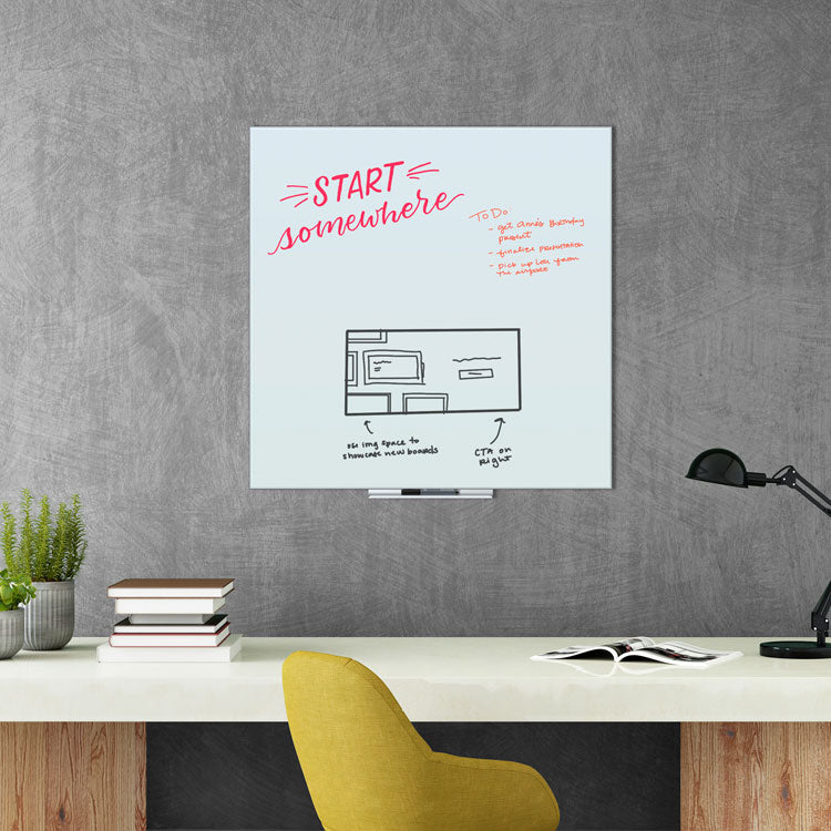 U Brands Floating Glass Dry Erase Undated One Month Calendar, 35 x 35, White (UBR3968U0001) Each