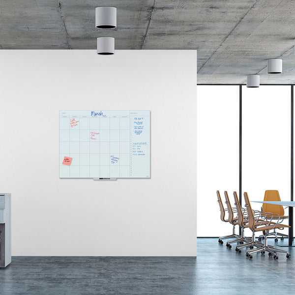 U Brands Floating Glass Dry Erase Undated One Month Calendar, 47 x 35, White (UBR3969U0001) Each