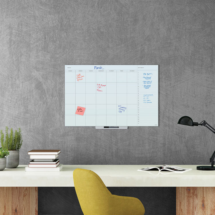 U Brands Floating Glass Dry Erase Undated One Month Calendar, 35 x 23, White (UBR3967U0001) Each