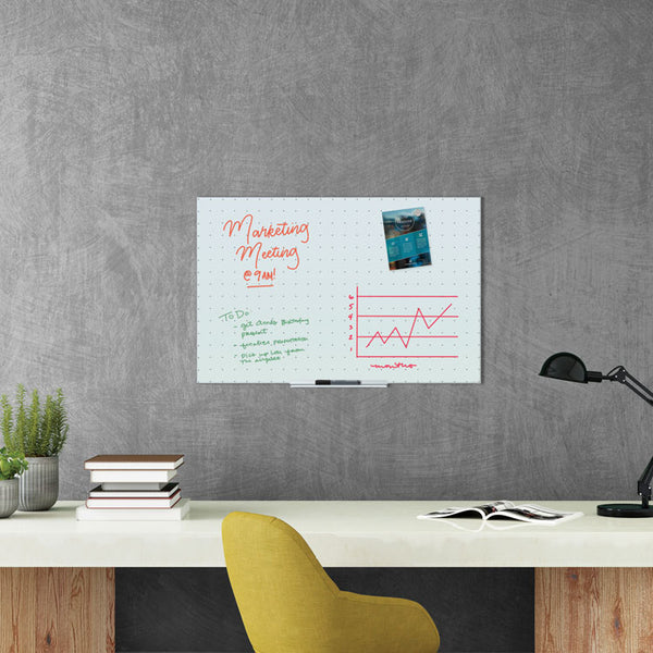 U Brands Floating Glass Ghost Grid Dry Erase Board, 35 x 23, White (UBR2798U0001) Each