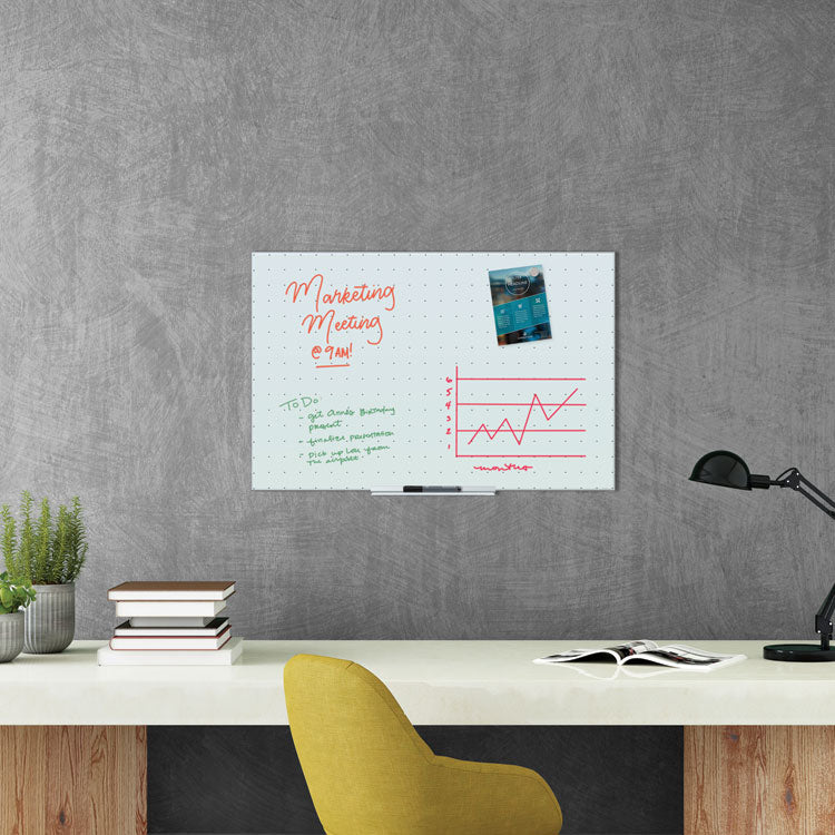 U Brands Floating Glass Ghost Grid Dry Erase Board, 35 x 23, White (UBR2798U0001) Each