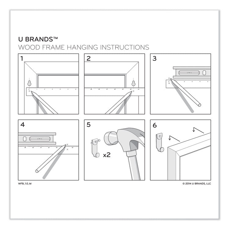 U Brands Magnetic Dry Erase Board with Decor Frame, 30 x 20, White Surface, White Wood Frame (UBR2071U0001) Each