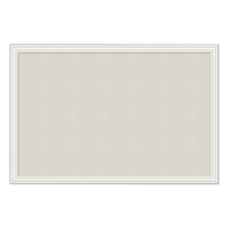 U Brands Linen Bulletin Board with Decor Frame, 30 x 20, Tan Surface, White Wood Frame (UBR2074U0001)