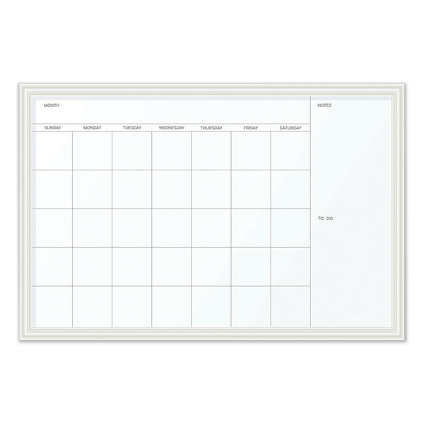 U Brands Magnetic Dry Erase Calendar with Decor Frame, One Month, 30 x 20, White Surface, White Wood Frame (UBR2075U0001) Each