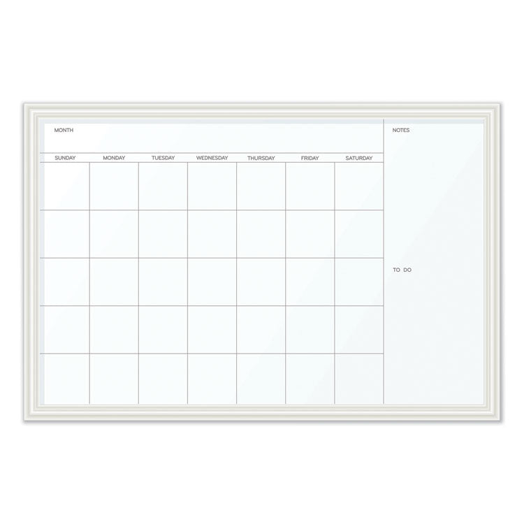 U Brands Magnetic Dry Erase Calendar with Decor Frame, One Month, 30 x 20, White Surface, White Wood Frame (UBR2075U0001) Each