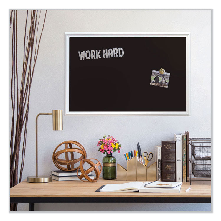 U Brands Magnetic Chalkboard with Decor Frame, 30 x 20, Black Surface, White Wood Frame (UBR2073U0001) Each