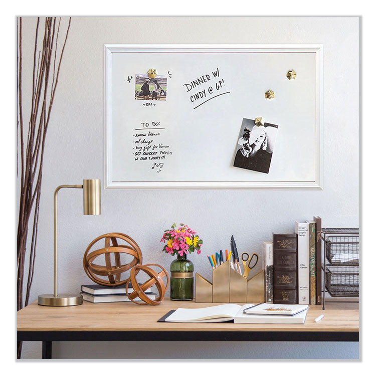 U Brands Magnetic Dry Erase Board with Decor Frame, 30 x 20, White Surface, White Wood Frame (UBR2071U0001) Each