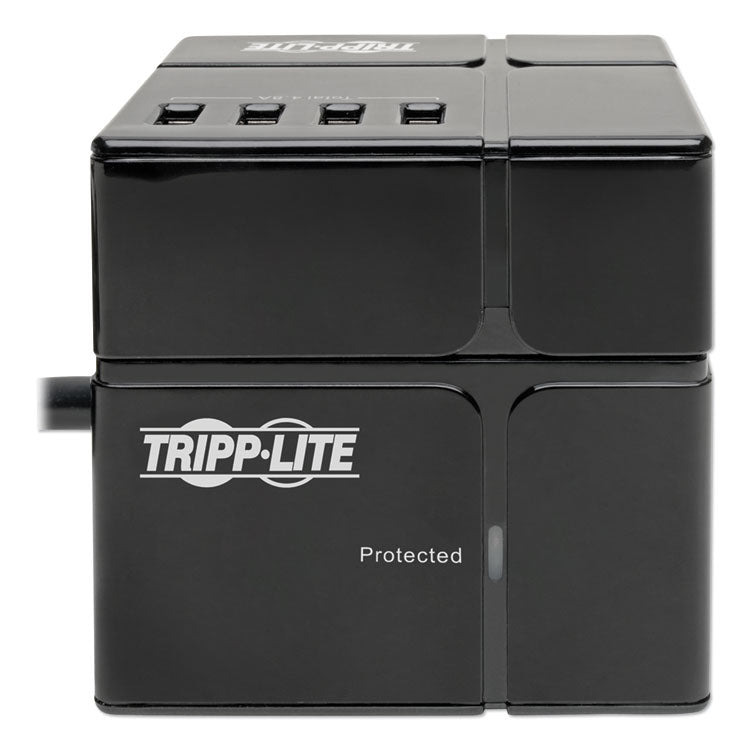 Tripp Lite Power Cube Surge Protector, 3 AC Outlets/6 USB-A Ports, 6 ft Cord, 540 J, Black (TRPTLP366CUBEUS)