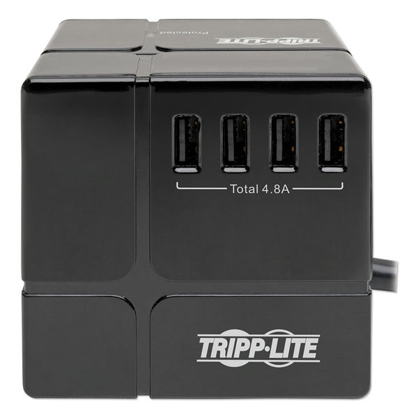 Tripp Lite Power Cube Surge Protector, 3 AC Outlets/6 USB-A Ports, 6 ft Cord, 540 J, Black (TRPTLP366CUBEUS)