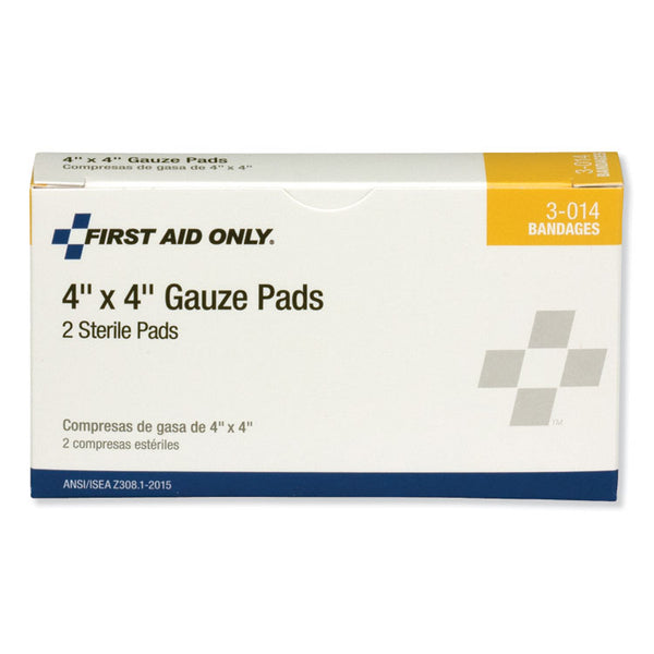 First Aid Only™ Gauze Pads, Sterile, 4 x 4, 2/Box (FAO3014) Box of 2