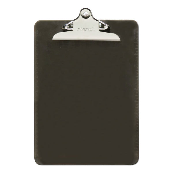 Universal® Plastic Clipboard with High Capacity Clip, 1.25" Clip Capacity, Holds 8.5 x 11 Sheets, Translucent Black (UNV40306)