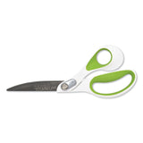 Westcott® CarboTitanium Bonded Scissors, 9" Long, 4.5" Cut Length, White/Green Bent Handle (ACM16445) Each