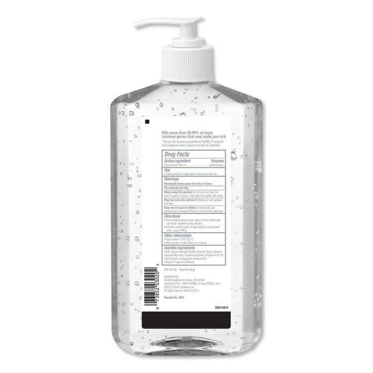 PURELL® Advanced Refreshing Gel Hand Sanitizer, 20 oz Pump Bottle, Clean Scent (GOJ302312EA)