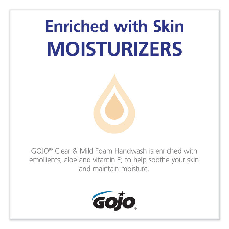 GOJO® Clear and Mild Foam Handwash Refill, For ADX-7 Dispenser, Fragrance-Free, 700 mL, Clear, 4/Carton (GOJ871104) Case of 4