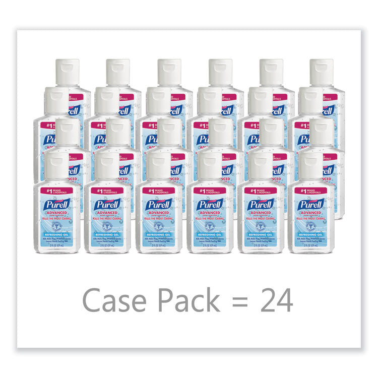 PURELL® Advanced Refreshing Gel Hand Sanitizer, 2 oz, Flip-Cap Bottle, Clean Scent, 24/Carton (GOJ960524)
