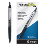 Pilot® Precise V10RT Roller Ball Pen, Retractable, Bold 1 mm, Black Ink, Black Barrel, Dozen (PIL13450)