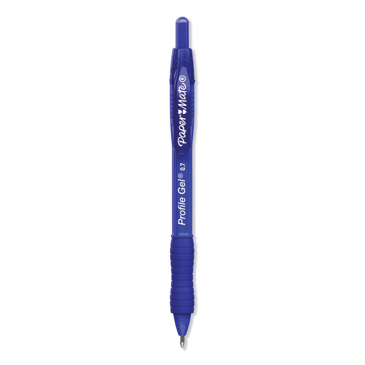 Paper Mate® Profile Gel Pen, Retractable, Medium 0.7 mm, Blue Ink, Translucent Blue Barrel, 36/Pack (PAP2095449)